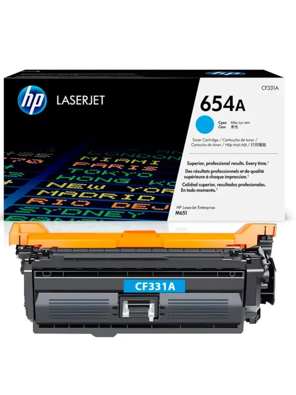 Голубой (Cyan) лазерный картридж HP 654A (CF331A) для профессионального использования в принтере HP LaserJet Enterprise M651