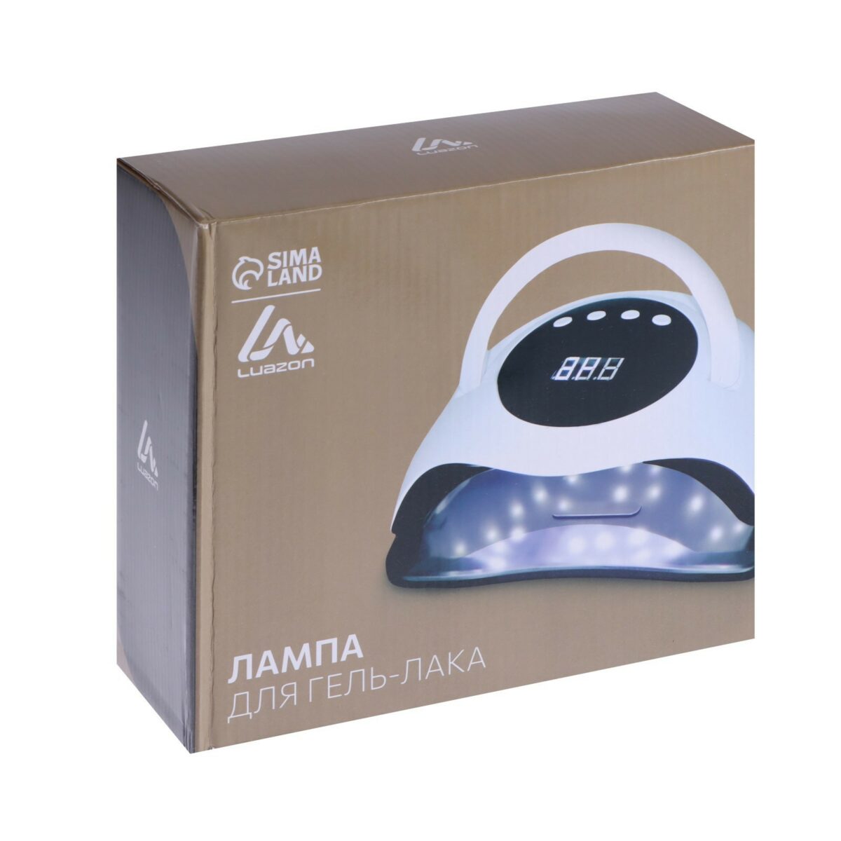 Профессиональная лампа для маникюра UV/LED с дисплеем, 45 диодов, 120 Вт, таймер и режим низкого нагрева Упаковка профессиональной UV/LED лампы для маникюра и педикюра с 45 диодами, дисплеем и таймером, 120 Вт