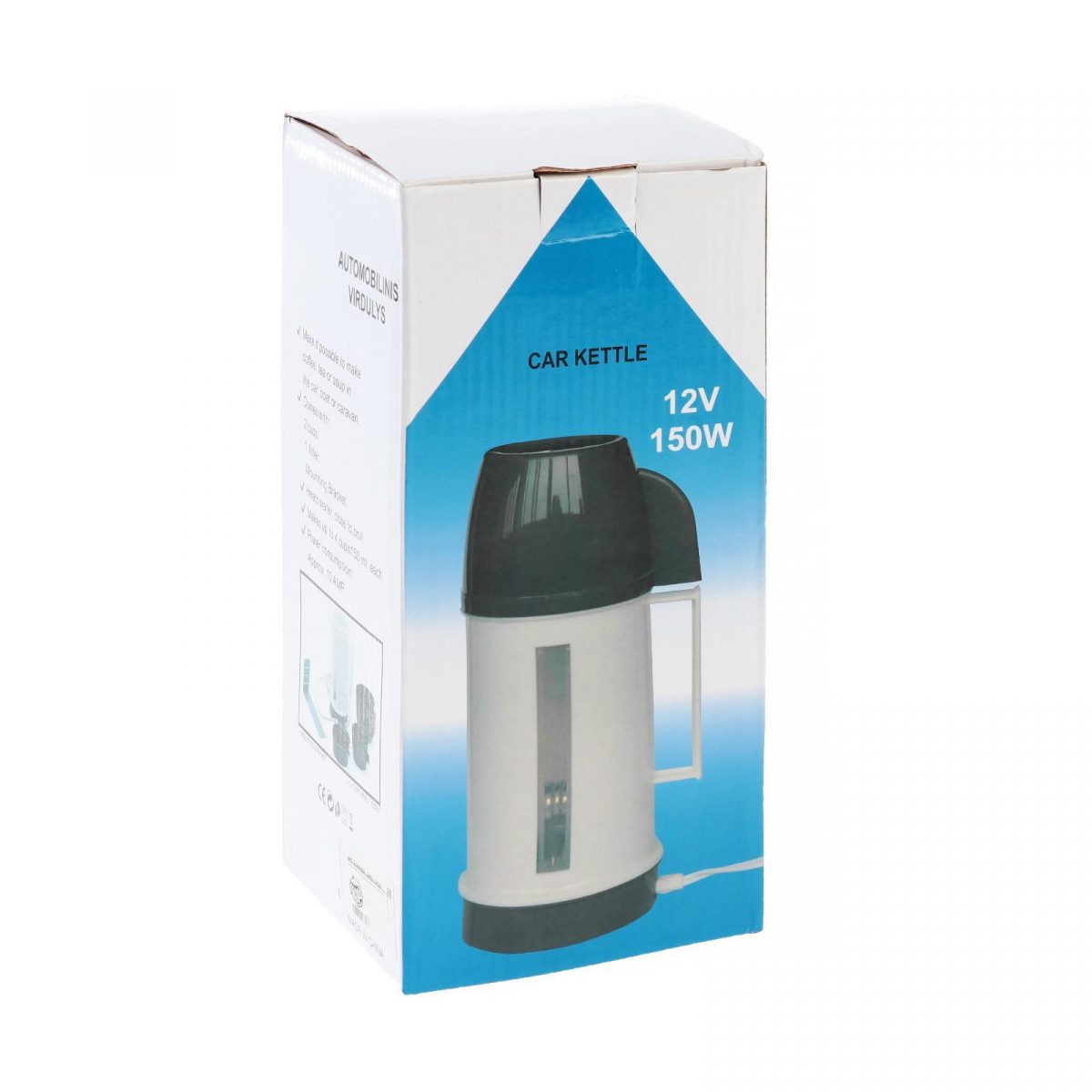 Автомобильный электрический чайник с напряжением 12В — идеальный выбор для путешествий Коробка с автомобильным чайником для нагрева воды от прикуривателя 12В, удобный дизайн и функции