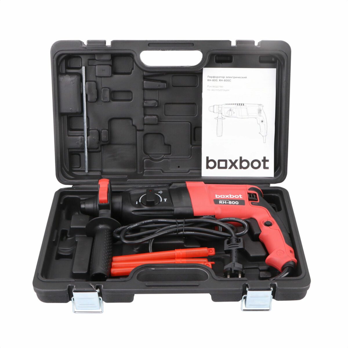 Электрический перфоратор Boxbot RH-800 в пластиковом кейсе с набором сверл для различных режимов работы