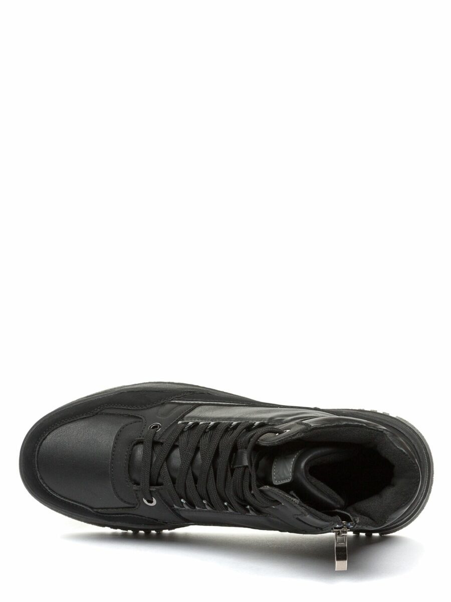 Черные ботинки с гладкой текстурой, шнуровкой и молнией на боковой стороне