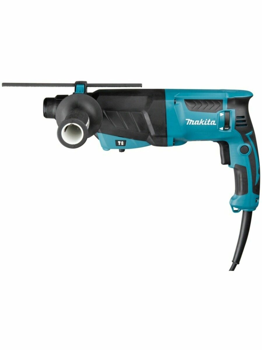 Электрический перфоратор Makita с дополнительной рукояткой, глубиномером и прорезиненной ручкой