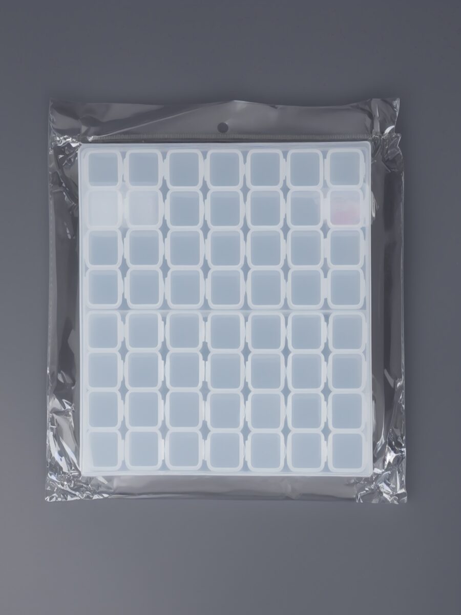 Органайзер прозрачный с крышкой для хранения мелочей с 56 ячейками Прозрачный пластиковый органайзер с крышкой для хранения мелочей, 56 ячеек, прямоугольная форма