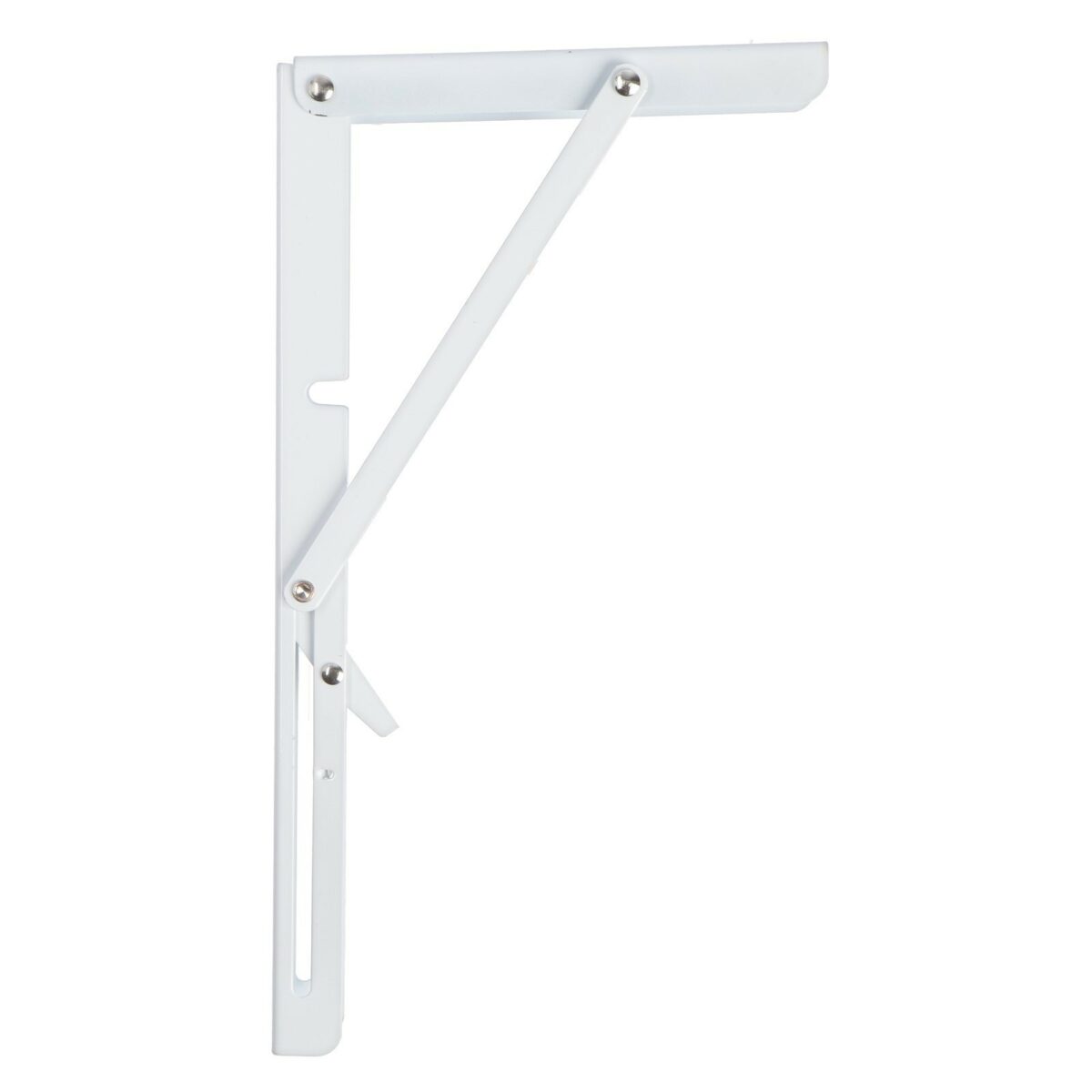 Белый складной кронштейн для стола и полки с усиленным механизмом Складной кронштейн для столешницы и полки, белого цвета, с отверстиями для настенного крепления