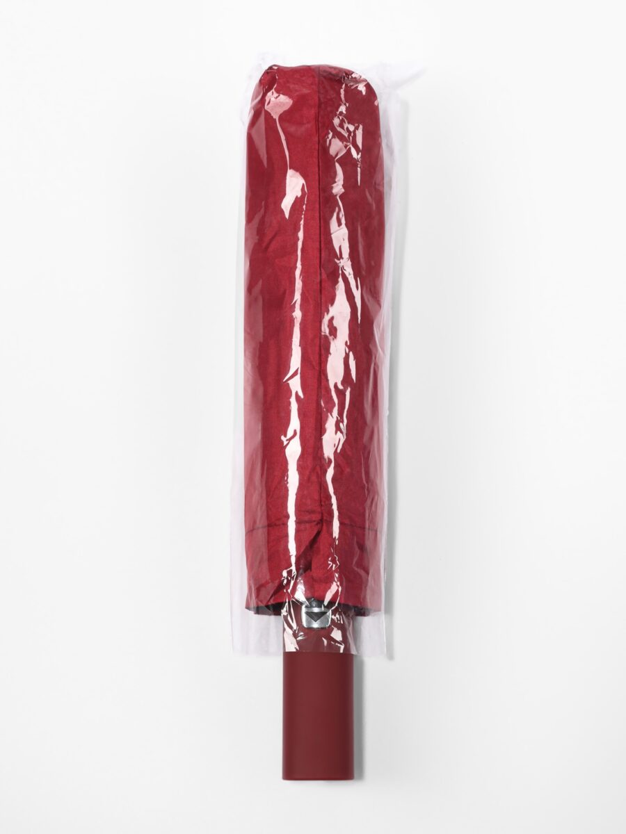 Компактный складной красный зонт автомат для женщин и девочек Красный зонт автомат в сложенном виде в прозрачном чехле с цилиндрической ручкой