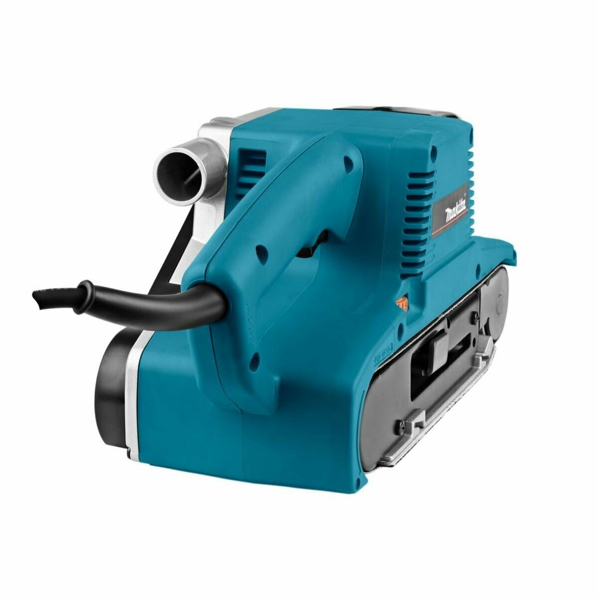 Эргономичный ленточный шлифовальный станок Makita с ярким бирюзовым корпусом и шлифовальной системой