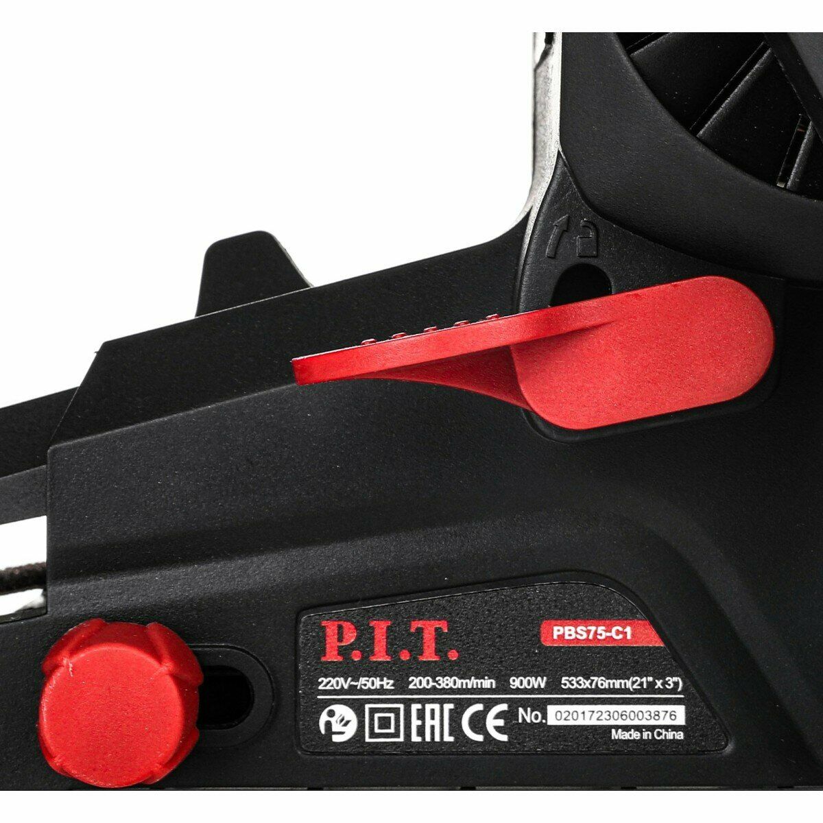 Электролобзик P.I.T. PBS75-C1 с мощностью 900 Вт и скоростью работы до 380 м/мин, сертификация EAC и CE
