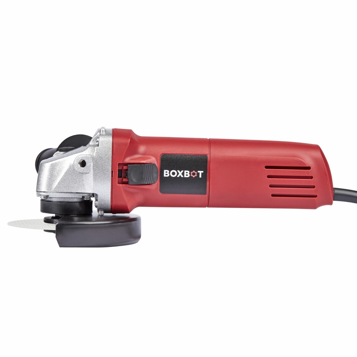 Красная угловая шлифмашина BOXBOT с защитным кожухом и вентиляционными отверстиями