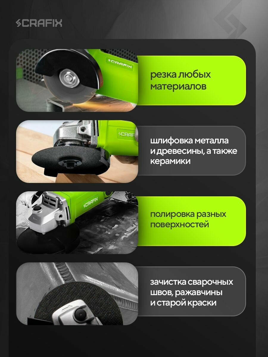 Угловая шлифовальная машина SCRAfix для обработки металла, древесины, керамики и других материалов