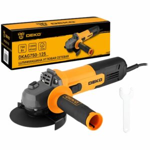 Угловая шлифмашина DEKO DKAG750-125 с мощностью 750 Вт, диаметром диска 125 мм и скоростью вращения 12000 оборотов в минуту