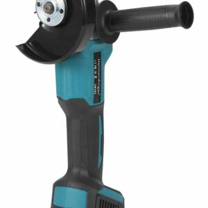 Угловая шлифовальная машина Helmerdinger L1353 с защитным кожухом, боковой рукояткой и слотом для аккумулятора в черно-бирюзовом исполнении