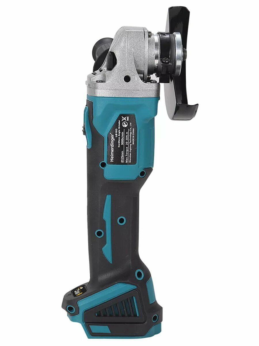 Угловая шлифовальная машина Heimendinger, аккумуляторная, компактная, с защитным кожухом и эргономичным дизайном