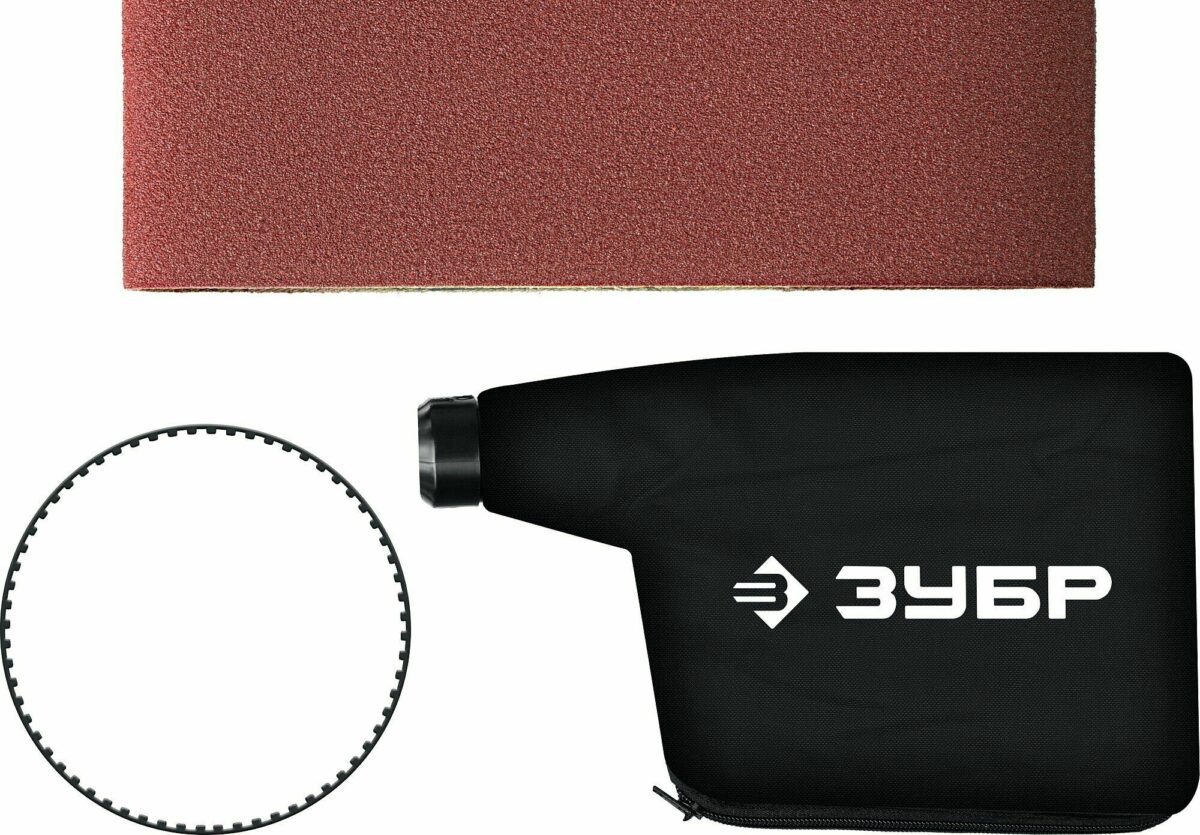 Абразивная шлифовальная лента, приводной ремень и пылесборник «Зубр» со встроенной молнией для эффективной очистки