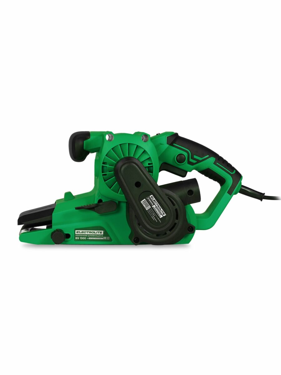 Зеленая ленточная шлифовальная машина Electrolite BS 1500 с мощностью 1500 Вт и эргономичной ручкой