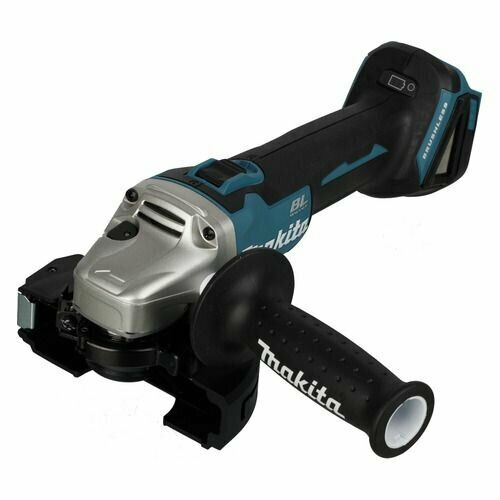 Угловая шлифовальная машина Makita с бесщеточным двигателем, аккумуляторным питанием и металлической защитной крышкой