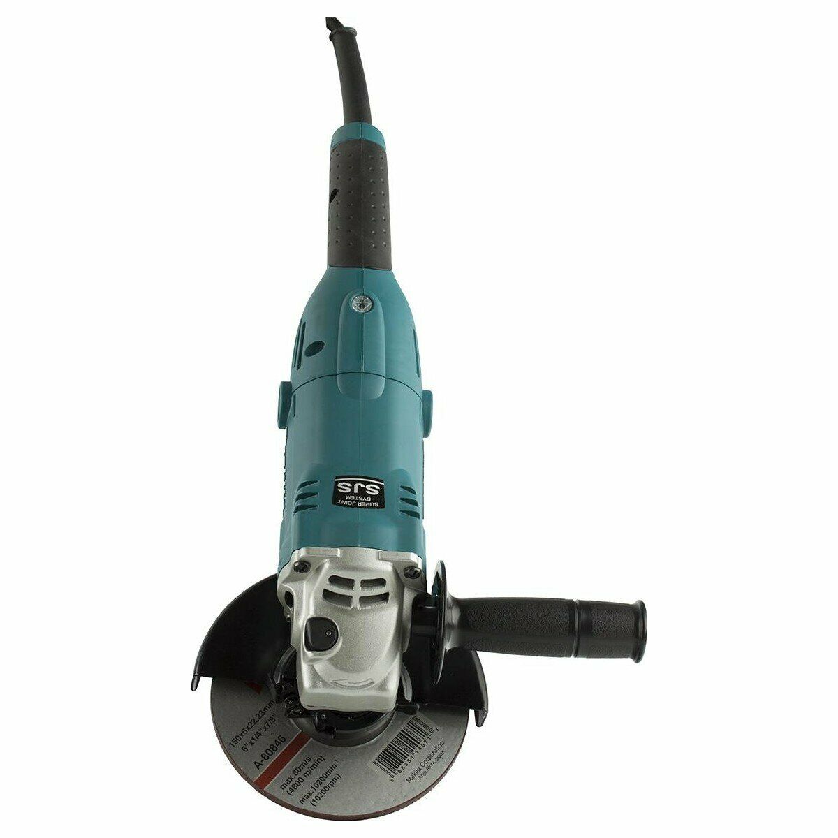 Угловая шлифовальная машина SRS с бирюзовым пластиковым корпусом, диском AS-180S и съемной боковой рукояткой