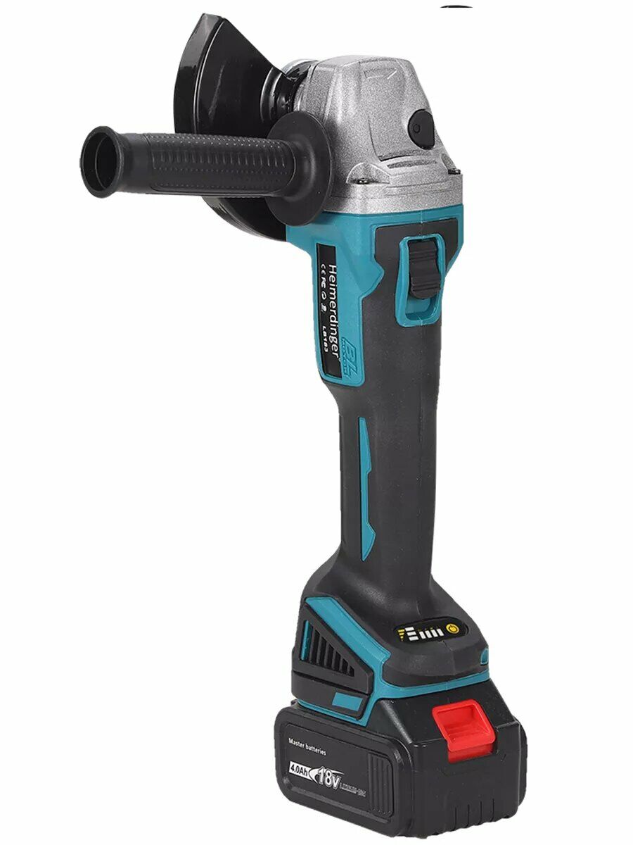 Аккумуляторная углошлифовальная машина Hammerdinger K13C с батареей 18V 4.0Ah, удобная дополнительная ручка и защитный кожух