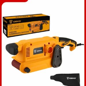 Ленточная шлифовальная машина DEKO DKBS1000 мощностью 1000 Вт со скоростью ленты 200–380 м/мин и пылесборником