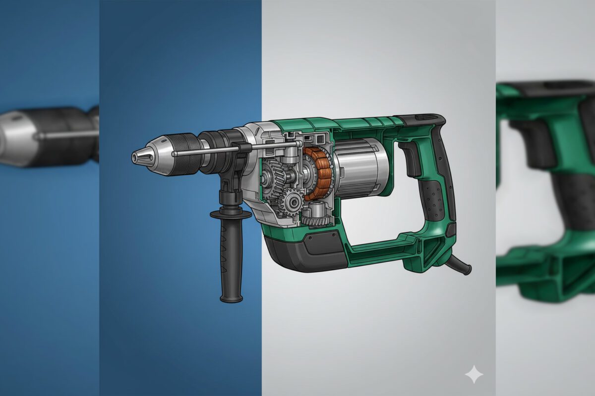 Конструкция перфоратора BifAces ARH-800-26 в разрезе Иллюстрация внутреннего устройства перфоратора BifAces ARH-800-26, показывающая механизм двигателя и ударной системы в разрезе.