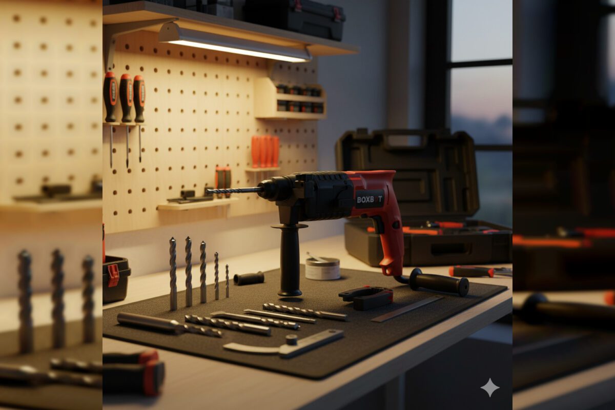 Перфораторы BifAces ARH-800-26 и Boxbot RH-800 в использовании Изображение работы двух мастеров с перфораторами BifAces ARH-800-26 и Boxbot RH-800 в различных материалах.