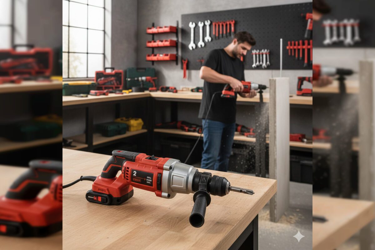 Изображение перфораторов двухрежимной и трехрежимной модели в мастерской, подчеркивающее их различия и функции.