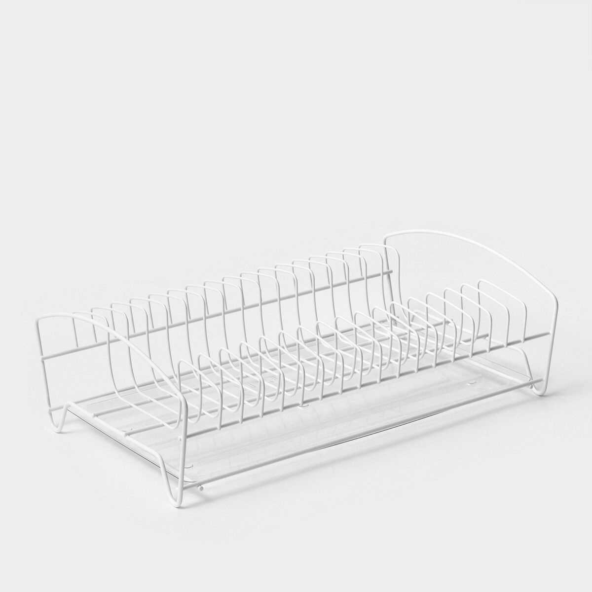 Белая металлическая сушилка для посуды настольная с поддоном двухъярусная 39×25×12 см Компактная металлическая белая сушилка для посуды с поддоном размером 39×25×12 см, идеально подходящая для небольшой кухни