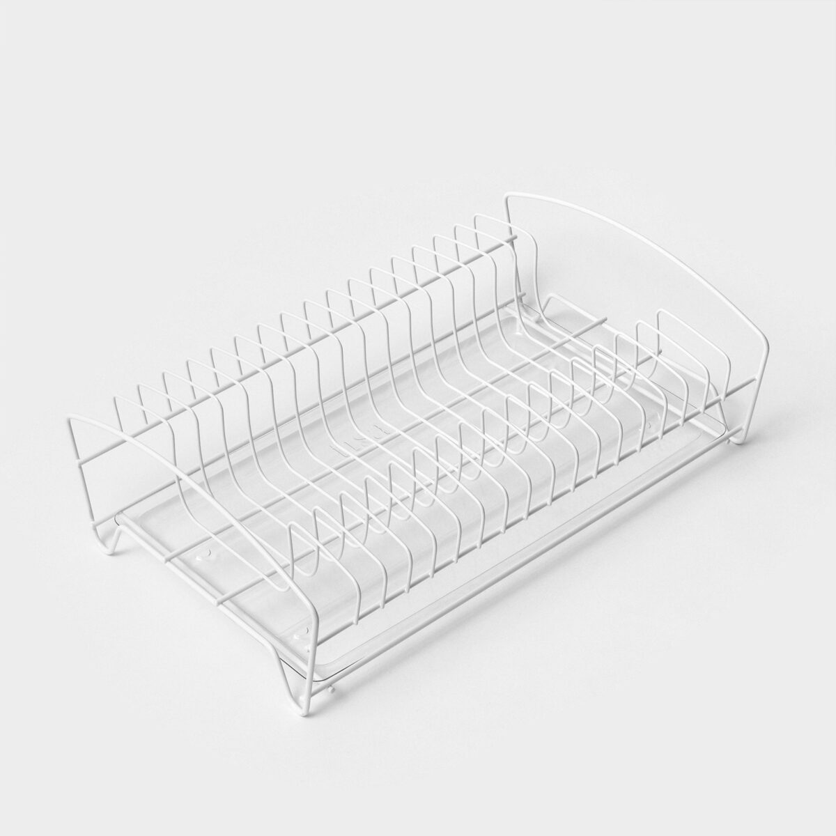Сушилка для посуды настольная с поддоном двухъярусная металлическая белая компактная 39×25×12 см Белая металлическая сушилка для посуды настольная с поддоном и разделителями для тарелок, компактный размер 39×25×12 см