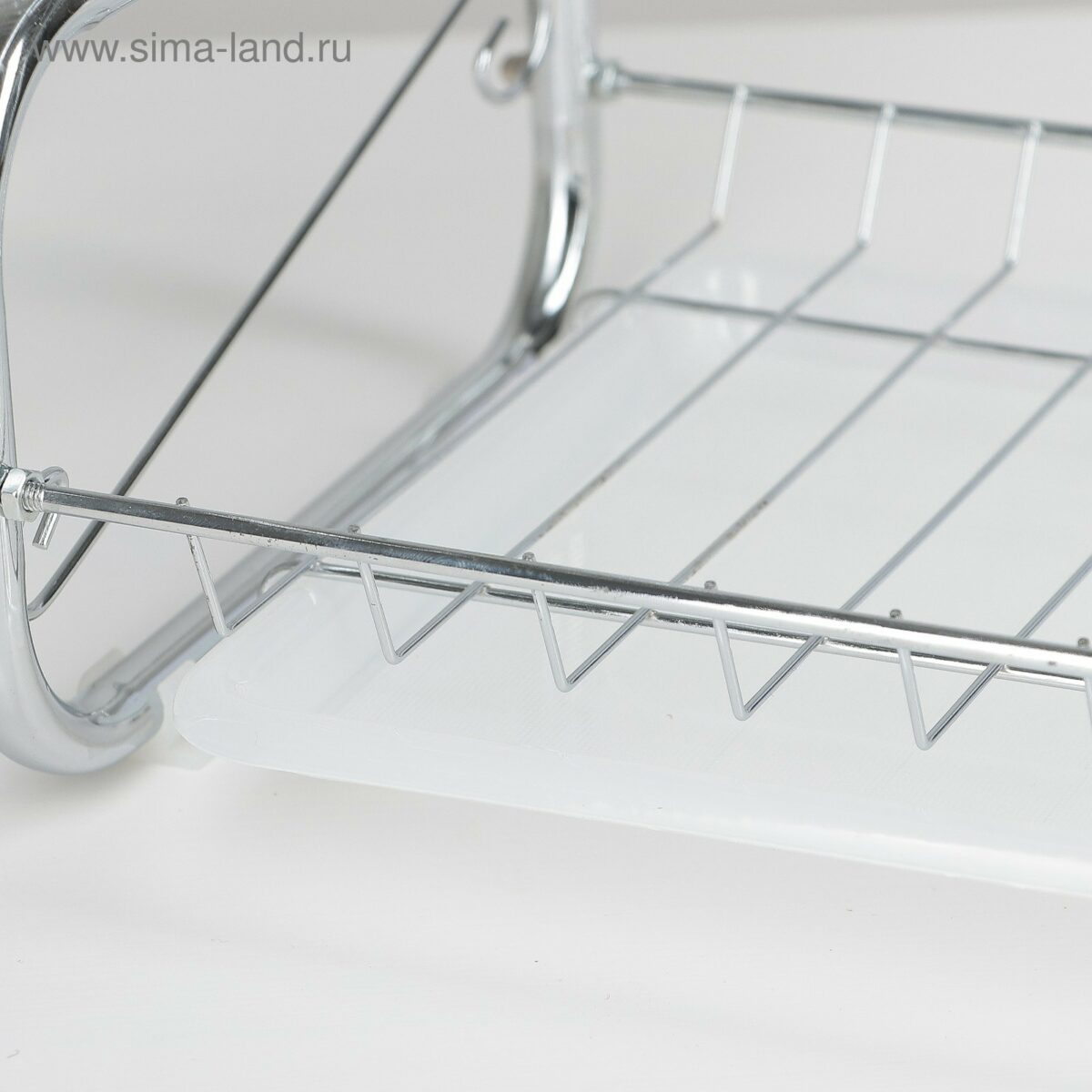 Настольная двухъярусная металлическая сушилка для посуды с поддоном 40×24×38 см, хромированная Компактная двухъярусная металлическая сушилка для посуды с поддоном в хромированном исполнении, 40×24×38 см