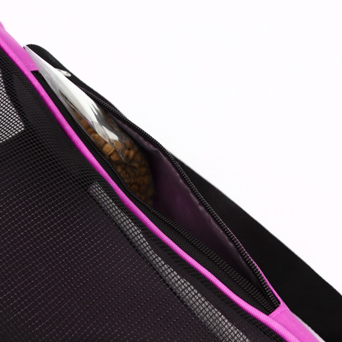 Сумка-переноска 43x29x27 см с сеткой для вентиляции и карманом для хранения Сетчатая сумка-переноска фиолетового цвета для домашних животных с молнией и карманом для мелочей