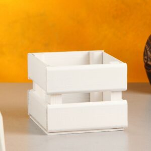 Белое деревянное кашпо ручной работы прямоугольной формы, стильное решение для домашнего и офисного декора