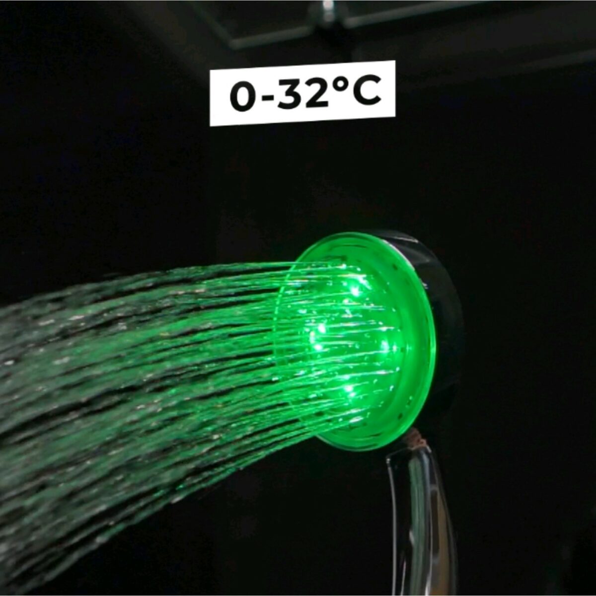 Лейка для душа с подсветкой и температурным датчиком — зеленая подсветка для воды до 32°C Лейка для душа с подсветкой, изменяющей цвет в зависимости от температуры, зеленый цвет для холодной воды до 32°C