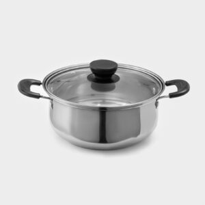 Кастрюля объемом 1,2 литра из нержавеющей стали с прозрачной стеклянной крышкой и пластиковыми ручками