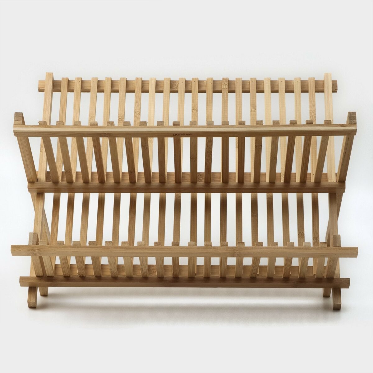 Бамбуковая сушилка для посуды 43×38 см с двумя ярусами для кухни Складная бамбуковая сушилка для посуды 43×38 см, выполненная из экологичного материала, с двумя ярусами для тарелок и кухонной утвари