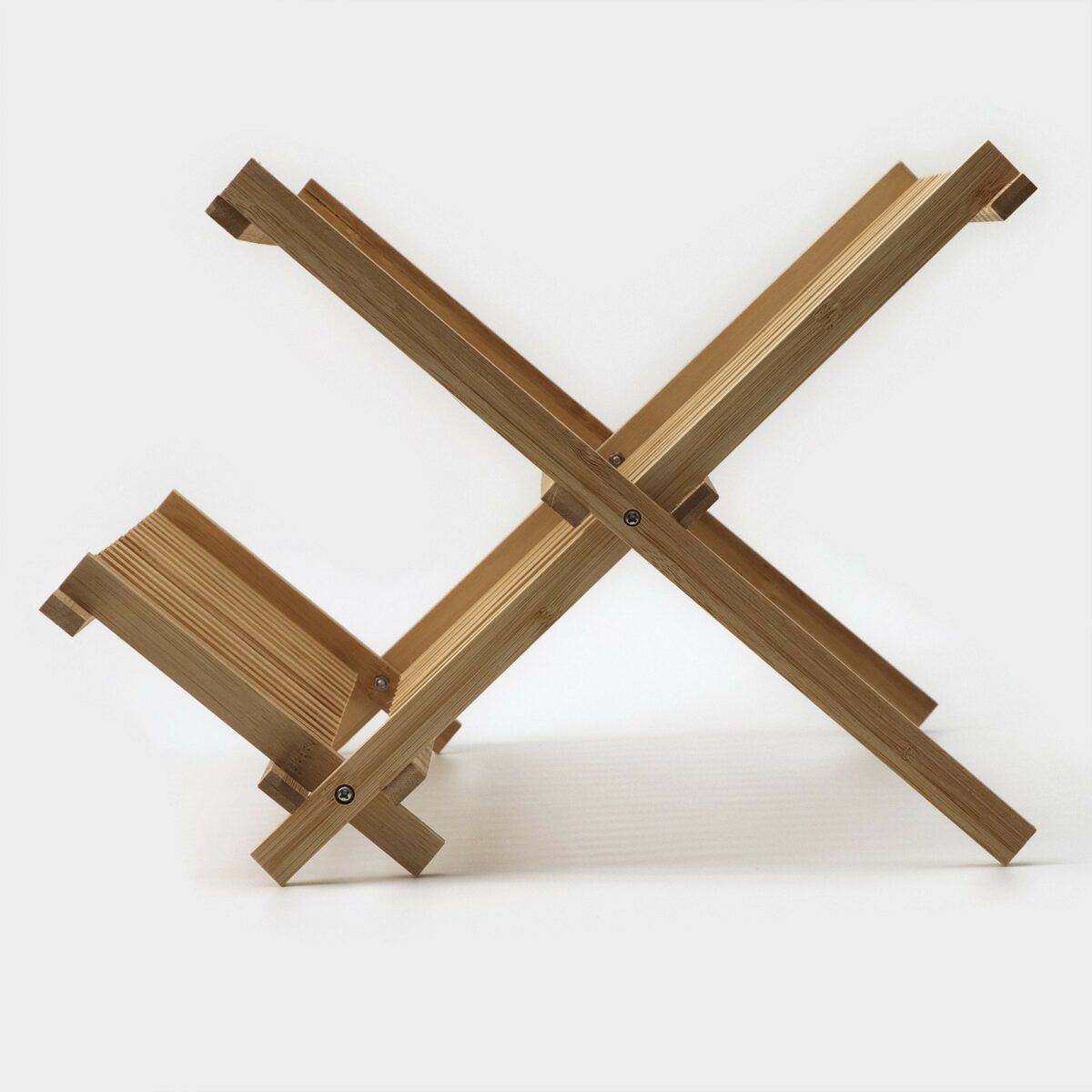 Складная бамбуковая сушилка для посуды 43×38 см с двумя ярусами Экологичная деревянная сушилка для кухни из бамбука с двумя ярусами, размером 43×38 см