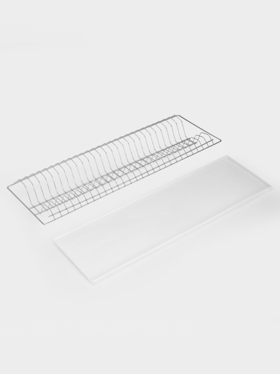 Хромированная сушилка для посуды с пластиковым поддоном 76.5 см для кухонного шкафа Многоярусная хромированная сушилка для посуды с пластиковым белым поддоном, предназначенная для шкафа шириной 80 см