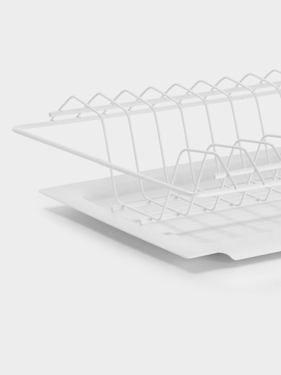 Сушилка для посуды с поддоном для шкафа 56.5×25.6 см, белая Белая двухъярусная сушилка для шкафа с поддоном, размер 56.5×25.6 см, подходящая для кухни