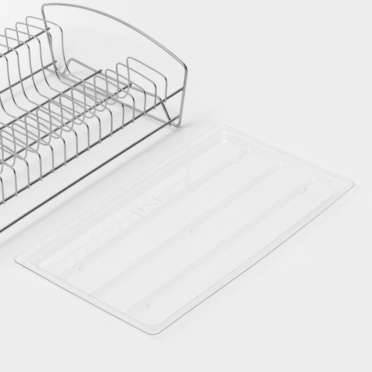 Двухъярусная настольная сушилка для посуды с поддоном из прозрачного пластика Сушилка для посуды с хромированным металлическим корпусом и прозрачным пластиковым поддоном