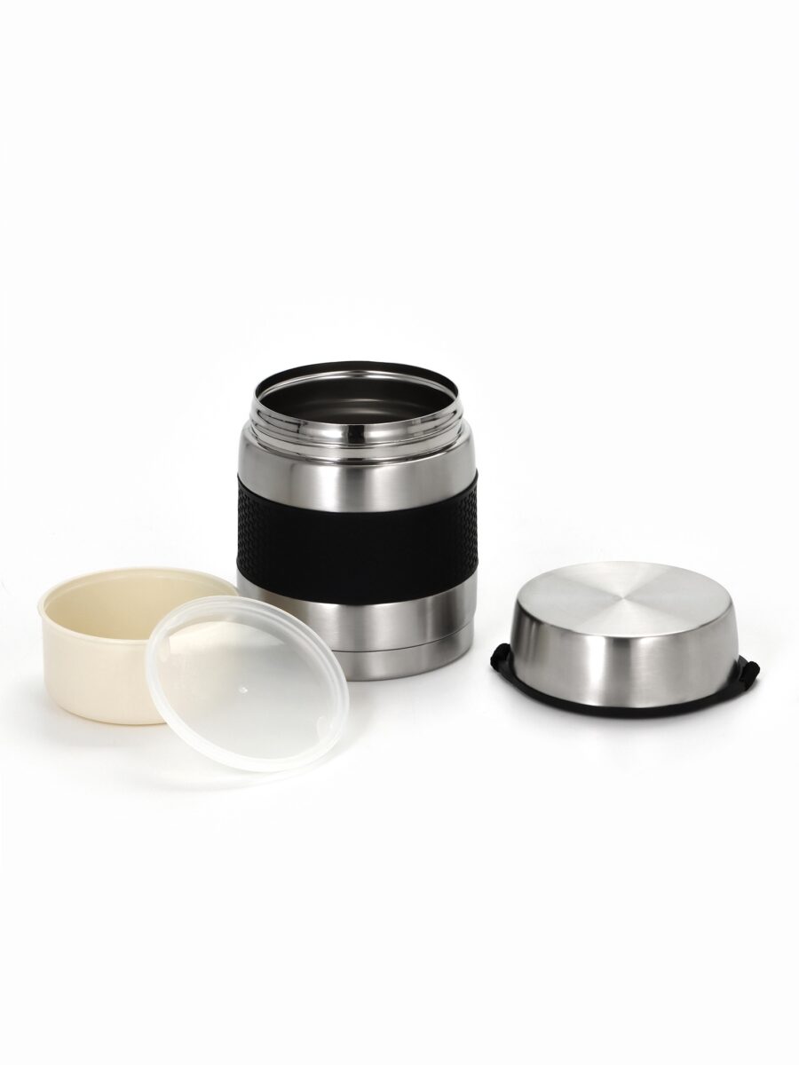 Пищевой термос для еды с контейнерами и широким горлом 1 литр Термос для еды объемом 1 литр из нержавеющей стали с контейнерами и крышкой с ремешком