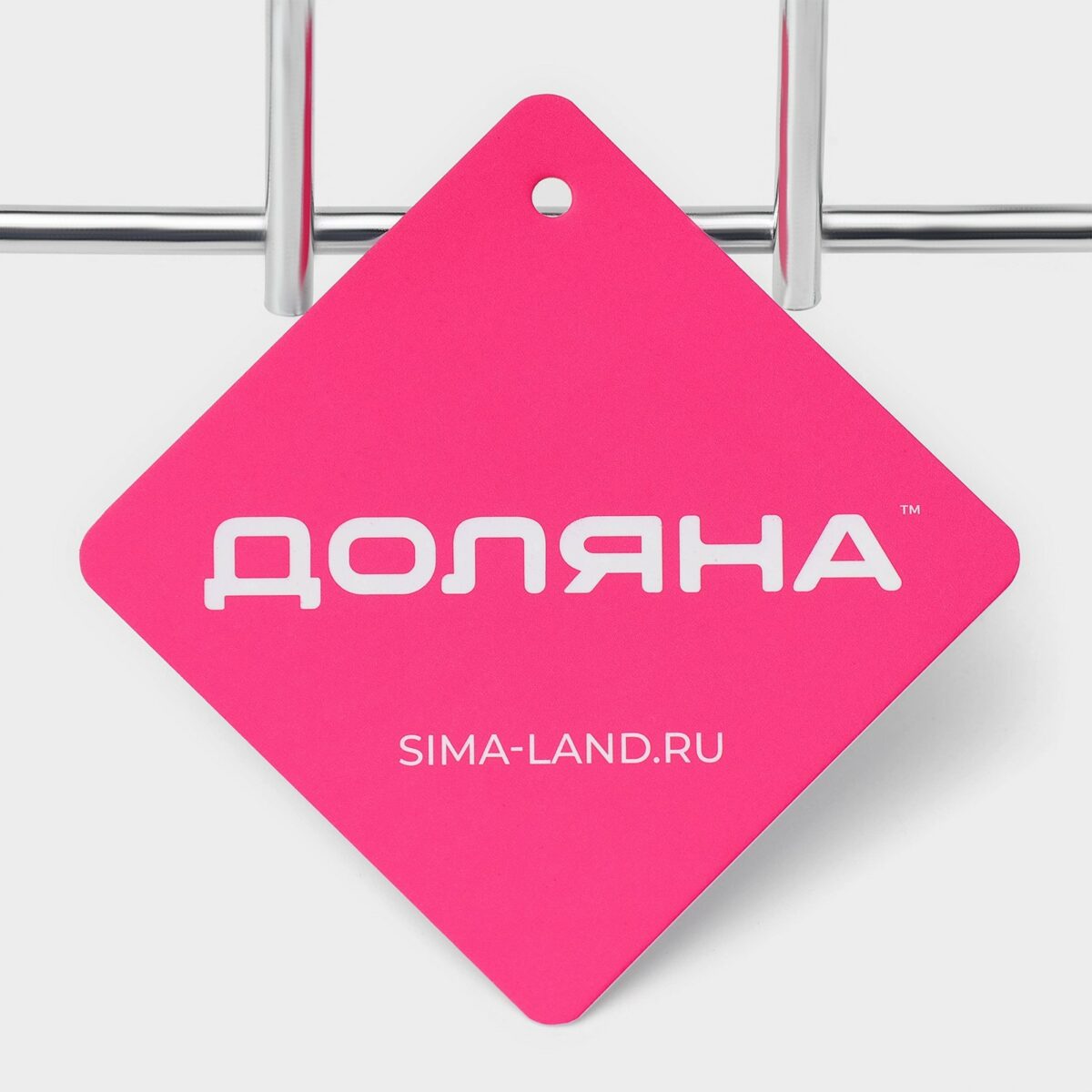 Хромированная подставка для крышек кастрюль — стильный и компактный кухонный органайзер Долговечная хромированная подставка для крышек кастрюль с ярко-розовой биркой