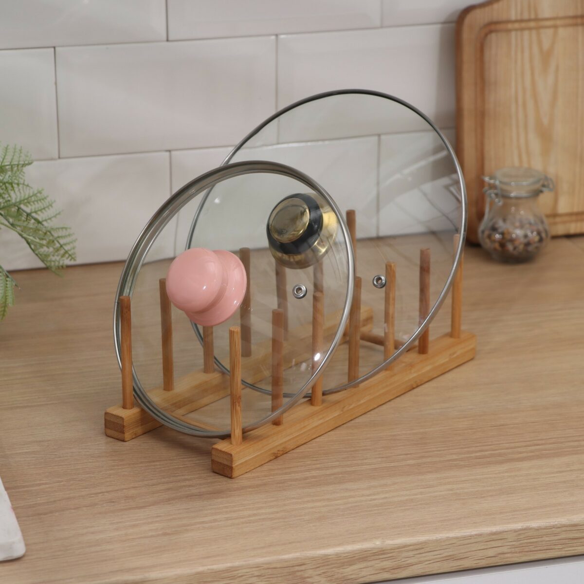 Деревянная подставка для крышек кастрюль и разделочных досок – органайзер для кухни Деревянная подставка для хранения крышек кастрюль и разделочных досок на кухне, компактный органайзер на 6 предметов