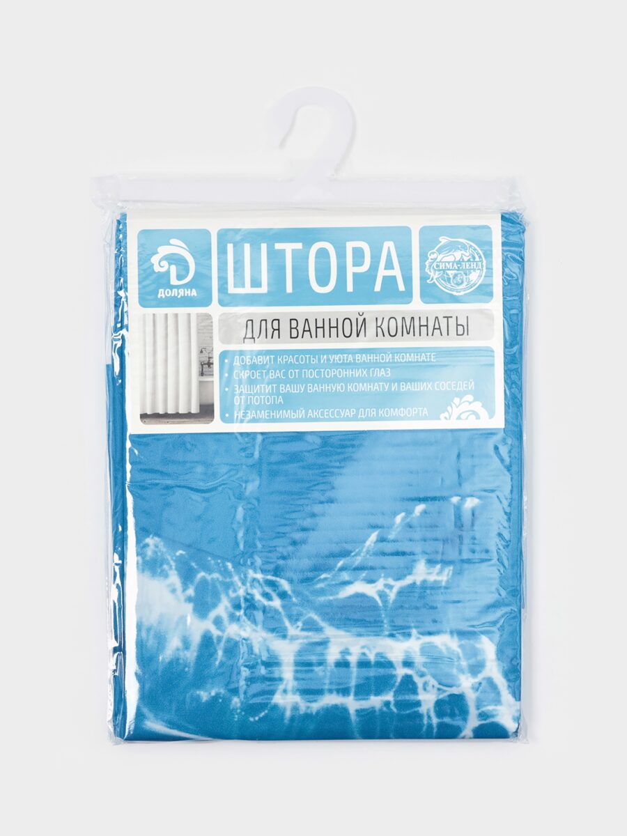Прозрачная шторка EVA 180×180 для ванной комнаты с морским дизайном – стильный и практичный аксессуар Легкая прозрачная шторка для ванной комнаты 180x180 см из экологичного материала EVA с морским узором