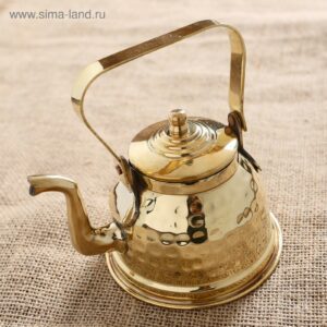 Латунный чайник с никелированием 12×10×14.5 см с текстурированной поверхностью, удобной ручкой и изогнутым носиком