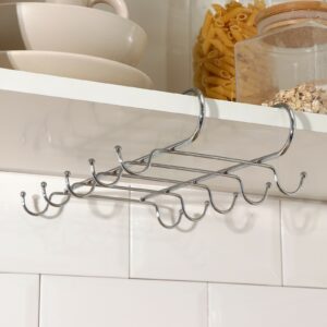 Подвесной металлический держатель для кружек на полку с 10 крючками, экономящий место в шкафу