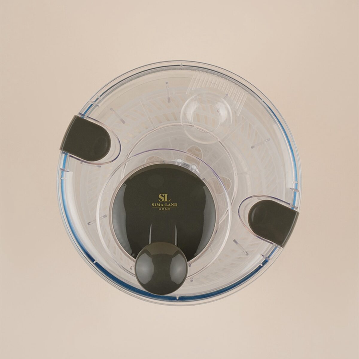 Центрифуга для сушки зелени объемом 5 литров с оливковыми деталями для привлекательной подачи блюд Центрифуга для сушки зелени объемом 5 литров с ручным механизмом и оливковыми акцентами